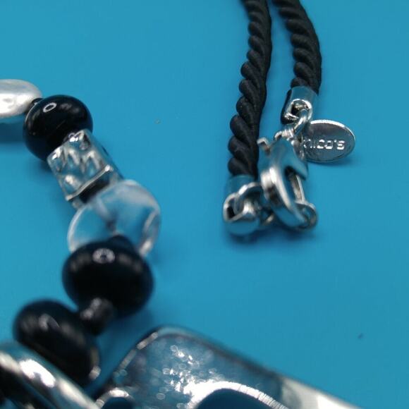 Chico's Long Beaded Necklace, Two Layer Pendant, Lucite Beads, Satin Cord, 34 In - Picture 6 of 13